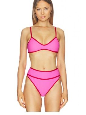 Beach Riot Hot Pink Bikini with Red Trim